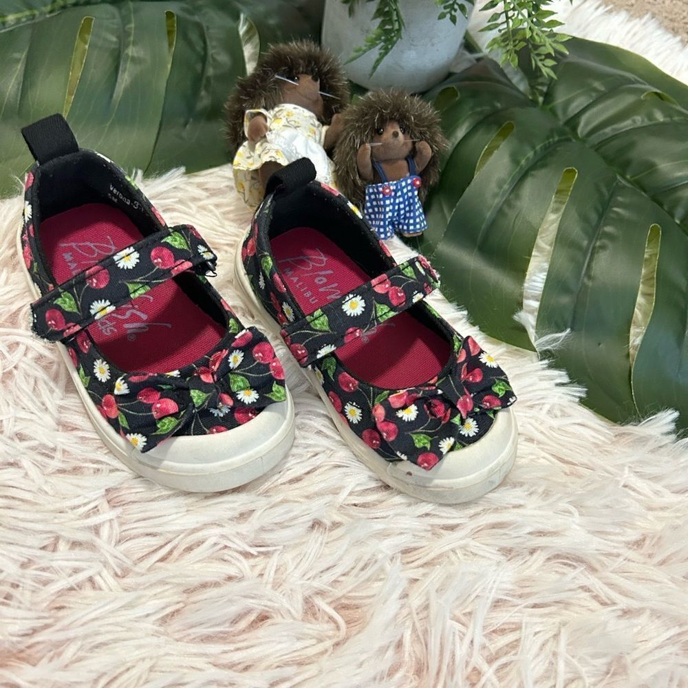 Blowfish Malibu Kids Verona Black Red Floral Cherry Bow Mary Jane Flats Baby 5 - Picture 2 of 10